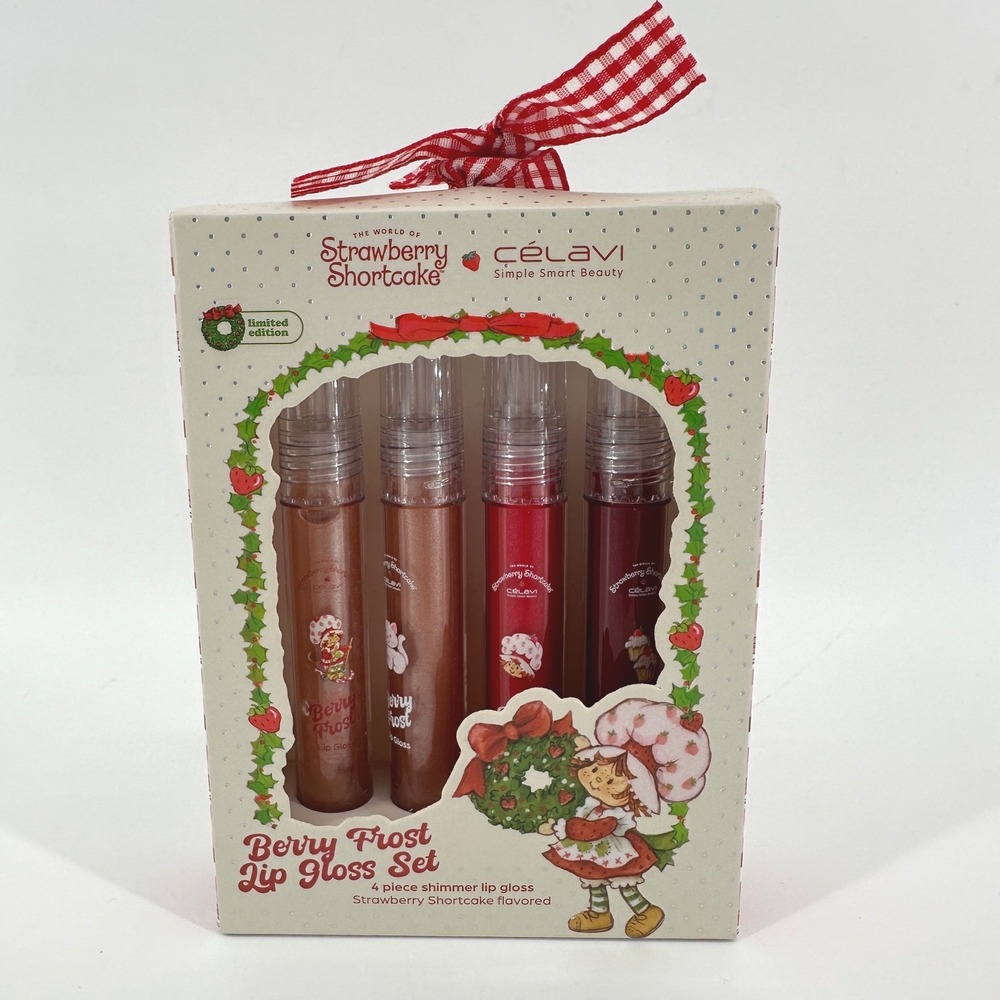 Strawberry Shortcake Celavi Berry Frost Lip Gloss Set 4pc Shimmer Limited Editio